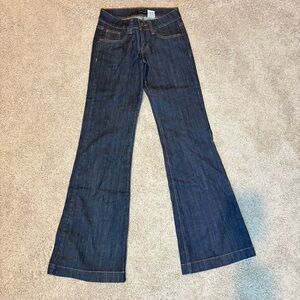 Vtg Dolce & B Dark Wash Flare Jeans Y2K 2000s Low Rise Wide Leg Denim Sz 1/2